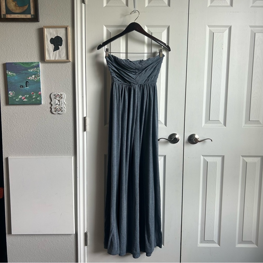 Orange Creek blue strapless maxi dress